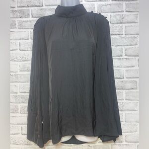 A New Day Black Mock Neck Slit Sleeve High/Low Blouse XXL